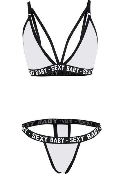 Kadın Beyaz Yazı Detaylı Ipli Sütyen Takımı indirimleri