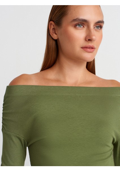 32115 Omuzları Açık Top-Açık Haki modelleri