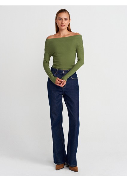 32115 Omuzları Açık Top-Açık Haki fırsatları