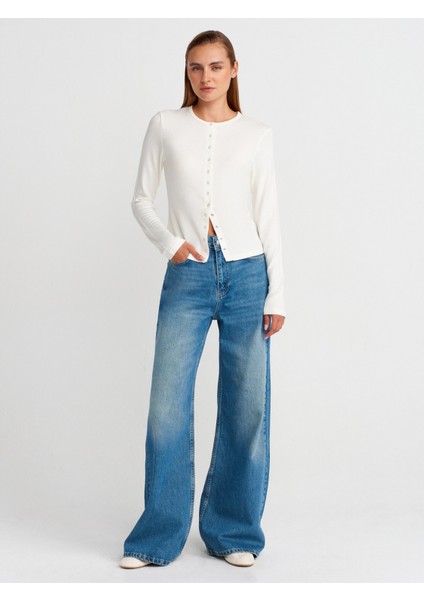 32055 Uzun Kollu Hırka-Ekru fırsatları