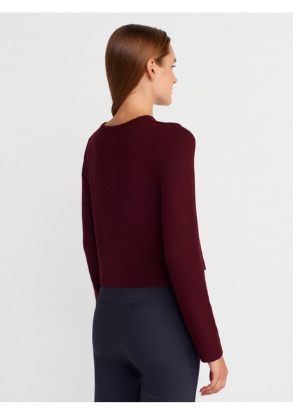 31413 Düğmeli Detaylı Hırka-Bordo fiyatları