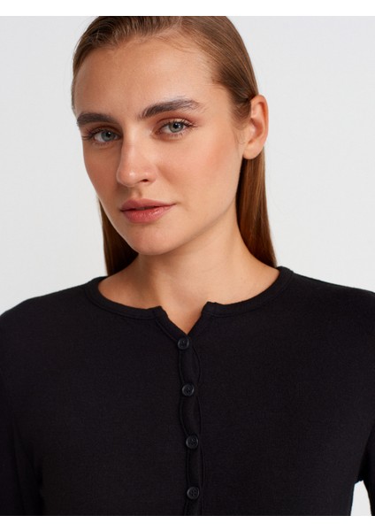 31413 Düğmeli Detaylı Hırka-Siyah modelleri