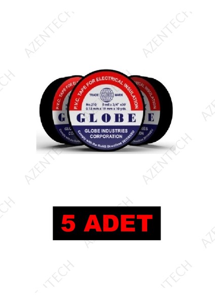 0.13 mm x 19 mm x 10 mm İzole Bant Siyah 5'li Paket