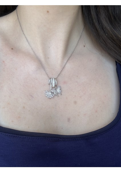 Silver Charmlı Kolye
