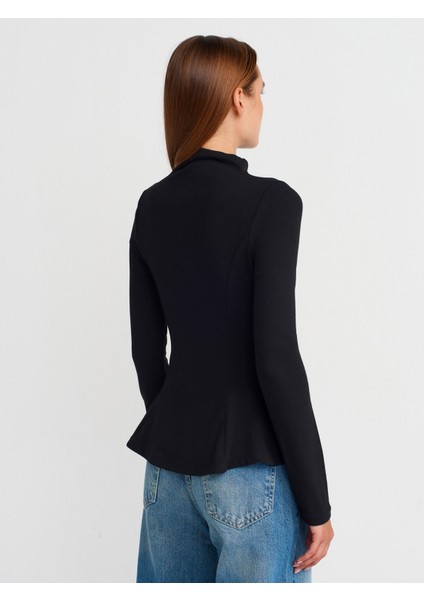 32038 Uzun Kollu Peplum Top-Siyah fiyatları