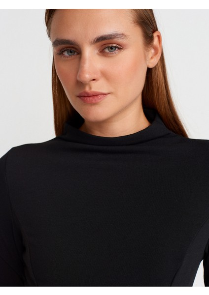 32038 Uzun Kollu Peplum Top-Siyah modelleri