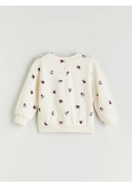 Lcw Kids Ekru Bebe Yaka Çiçek Baskılı Kız Çocuk Sweatshirt fırsatları