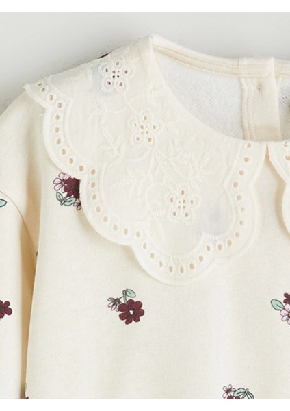 Lcw Kids Ekru Bebe Yaka Çiçek Baskılı Kız Çocuk Sweatshirt indirimleri