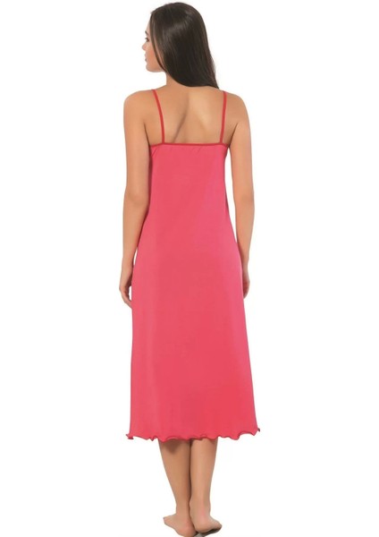 Moda Bayan Ip Askılı Uzun Gecelik Fuşya fiyatları