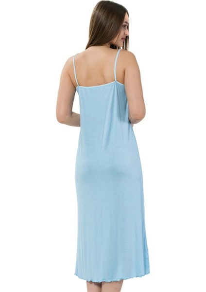 Moda Bayan Ip Askılı Uzun Gecelik Mavi fiyatları