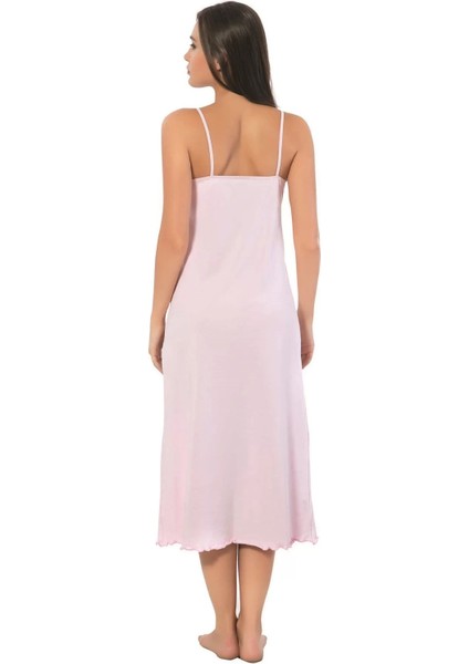Moda Bayan Ip Askılı Uzun Gecelik Pembe fiyatları