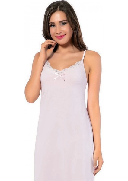 Moda Bayan Ip Askılı Uzun Gecelik Pembe modelleri