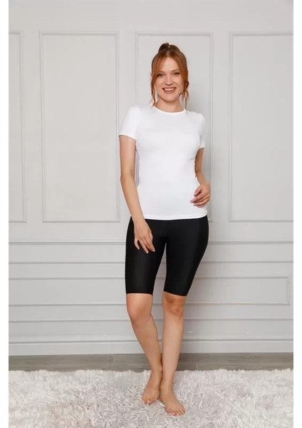 Moda Microfiber Diz Üstü Tayt Siyah