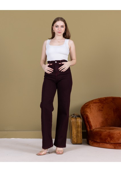Ispanyol Paça Kadın Pantolonu Bordo