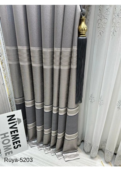 Nivemeshome Rüya FT671477 Gri V-5203 1/3 Sık Pileli Fon Perde Apm fiyatları