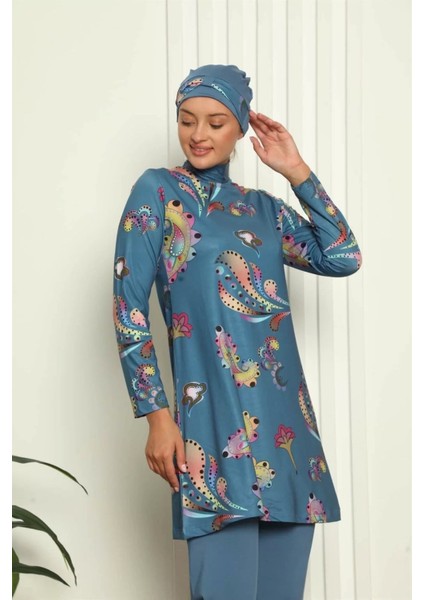 Moda Tam Tesettür Dijital Desenli Mayo 31043