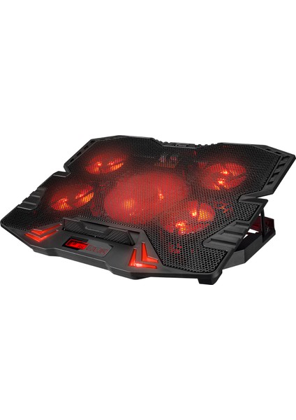 Mistral Kırmızı LED Lşıklı 5 Fanlı Yükseklik Ayarlı LCD Göstergeli Notebook Soğutucu Laptop Soğutucu indirimleri