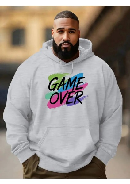 Erkek Game Over Oyun Bitti Baskılı Kapşonlu Oversize Salaş Kırmızı Siyah Sweatshirt fiyatları