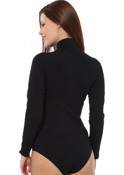 Moda Bayan Uzun Kol Boğazlı Çıtçıtlı Body Siyah indirimleri