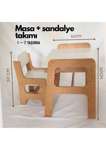 Ahşap Aktivite Masa Sandalye Takımı, 1 — 7 Yaşında