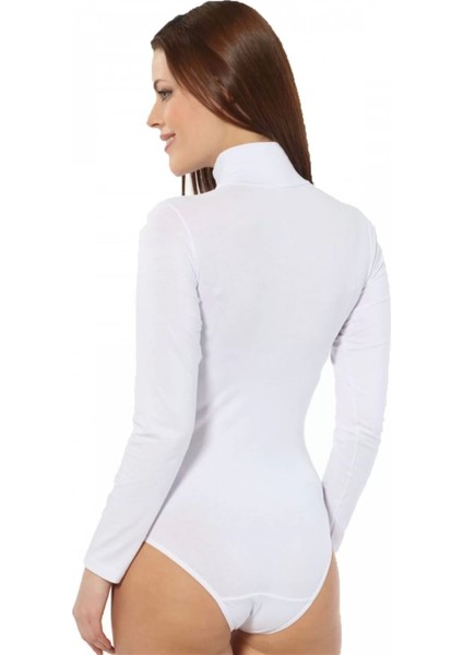 Moda Bayan Uzun Kol Boğazlı Çıtçıtlı Body Beyaz indirimleri