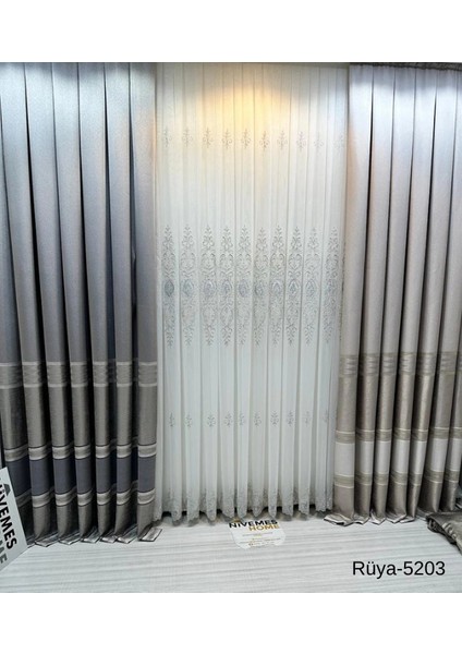 Nivemeshome Rüya FT671477 Gri V-5203 1/3 Sık Pileli Fon Perde Apm