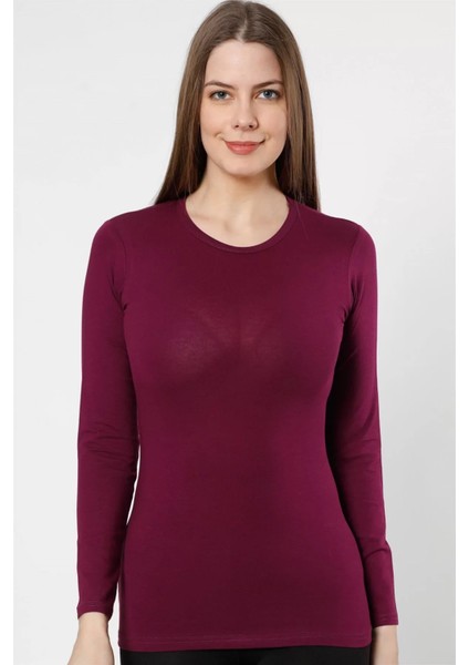 Moda Bayan Uzun Kol Body Mor