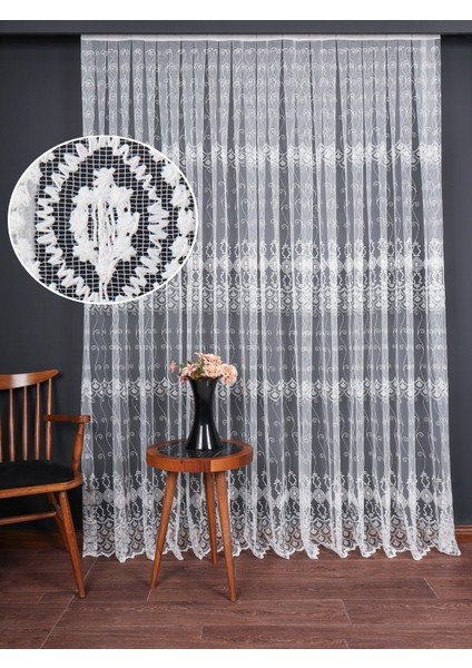 Salon ve Oturma Odası Için Brode Tül Perde | Özel Desen (1/2.5 Normal Pile) fırsatları