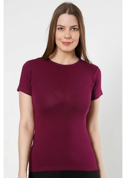 Moda Bayan Kısa Kol Body Mor