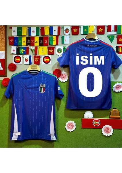 Mavi Italya Rönesans Isme Özel Baskılı Forma Özel Tasarım T-Shirt