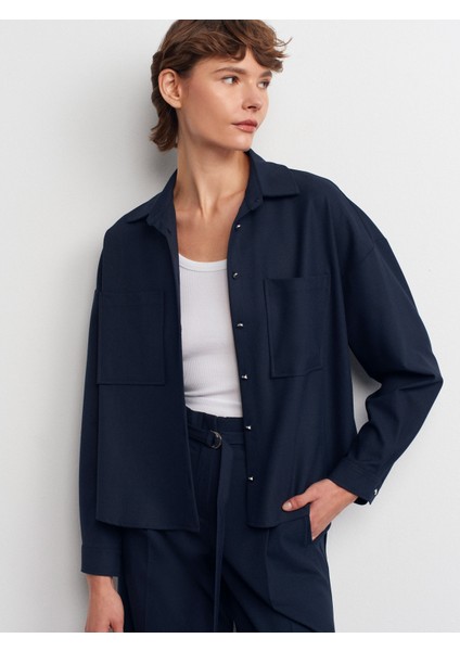 50522 Oversize Gömlek-Lacivert
