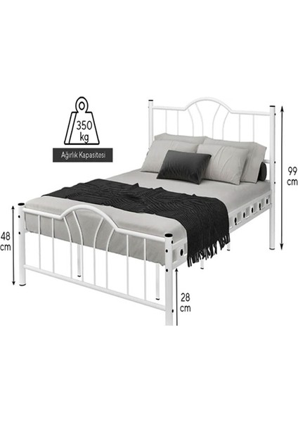 Argimo Belinay Çift Kişilik Ferforje Metal Karyola Siyah indirimleri