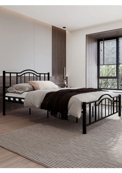 Argimo Belinay Çift Kişilik Ferforje Metal Karyola Siyah