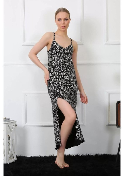 Moda Kadın Ip Askılı Uzun Gecelik Siyah fiyatları