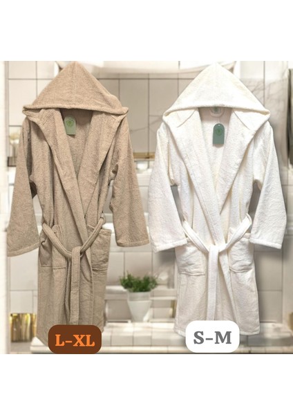 2 Li Bornoz Kapüşonlu %100 Pamuk
