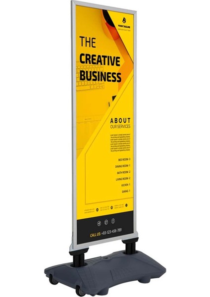 WindPro Slim Gri Tek Kat Kaldırım Reklam Panosu Ayaklı Poster Pano 152x60 cm