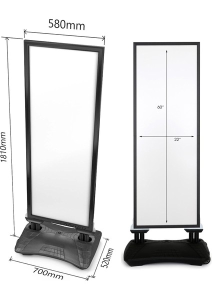 WindPro Slim Gri Tek Kat Kaldırım Reklam Panosu Ayaklı Poster Pano 152x60 cm fırsatları