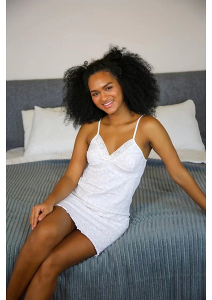 Moda Ip Askılı Penye Gecelik Beyaz modelleri