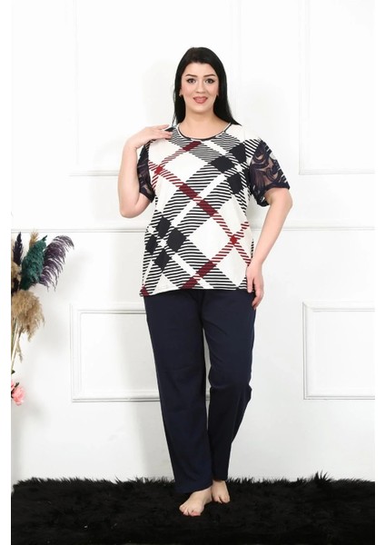 Moda Kadın 5xl-6xl-7xl-8xl Büyük Beden Kısa Kol Pijama Takım Lacivert fiyatları