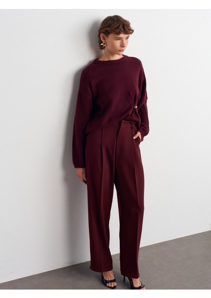7954 Yüksek Bel Pantolon-Bordo