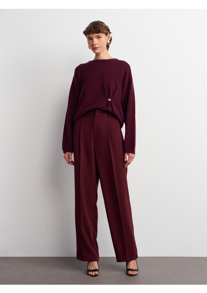 7954 Yüksek Bel Pantolon-Bordo modelleri
