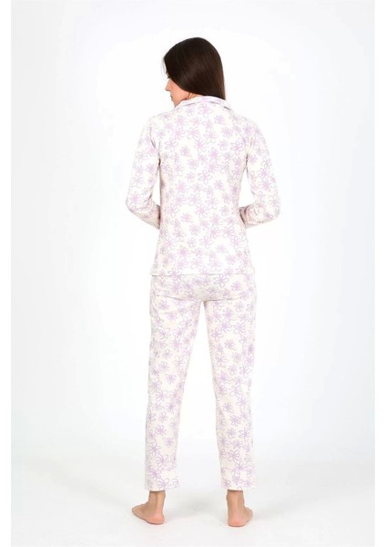 Moda Kadın Penye Uzun Kol Pijama Takım Ekru fırsatları