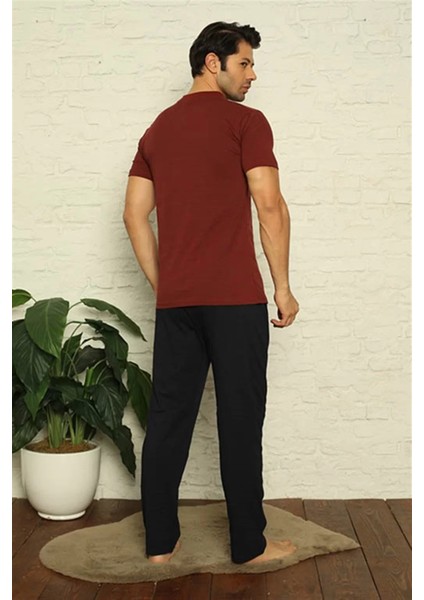 Moda Erkek Bordo V Yaka 3'lü Pijama Takım indirimleri