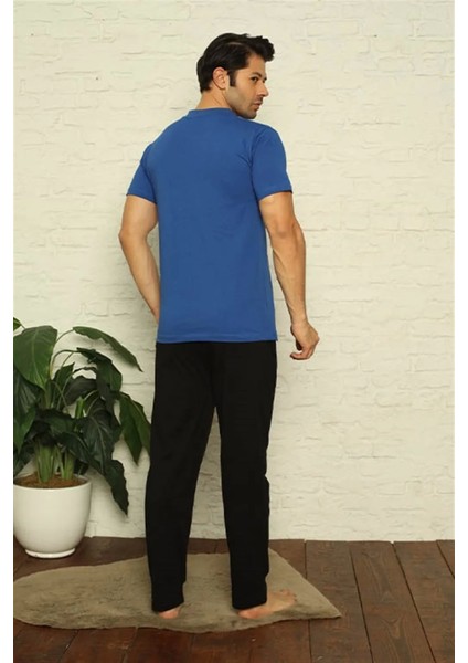 Moda Erkek Saks V Yaka 3'lü Pijama Takım indirimleri