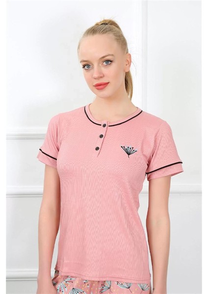 Moda Kadın Gül Kurusu Kısa Kol Pijama Takım modelleri