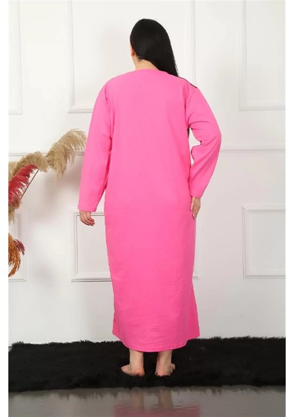 Moda Büyük Beden Uzun Kol Dantelli Fuşya Anne Gecelik indirimleri