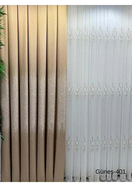 Nivemeshome Güneş FT632121 Altın V-401 1/3 Sık Pileli Fon Perde Apm modelleri