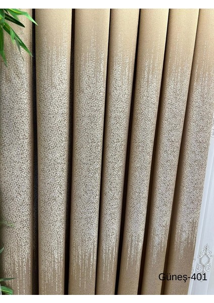 Nivemeshome Güneş FT632121 Altın V-401 1/3 Sık Pileli Fon Perde Apm