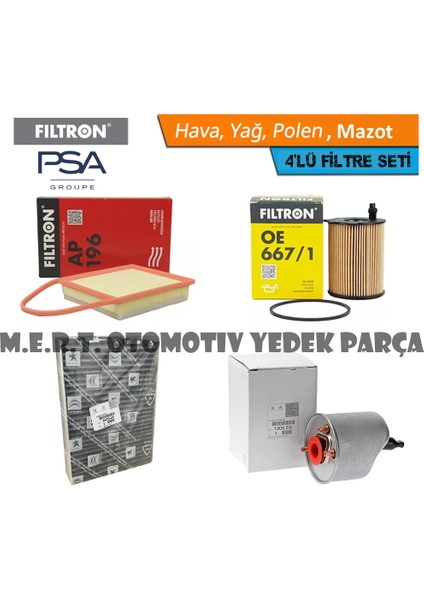 Citroen C5 1.6 E-Hdi Filtre Bakım Seti 2011-2015