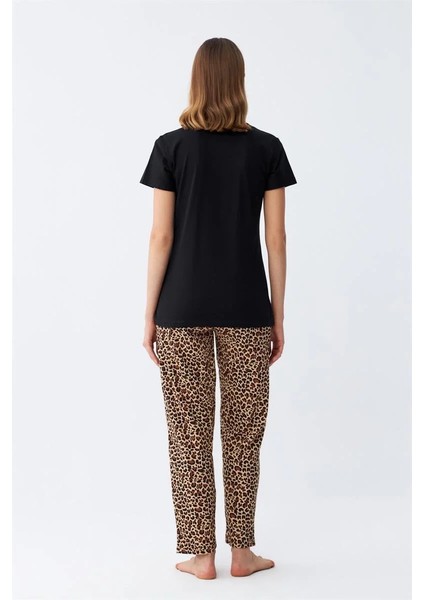 Moda Kadın Penye Kısa Kol Pijama Takım 4128